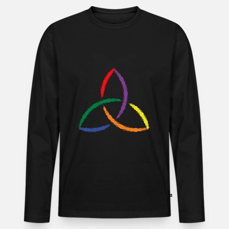 Keltisches Symbol Triquetra Regenbogen - Männer Premium Bio Langarmshirt - Schwarz