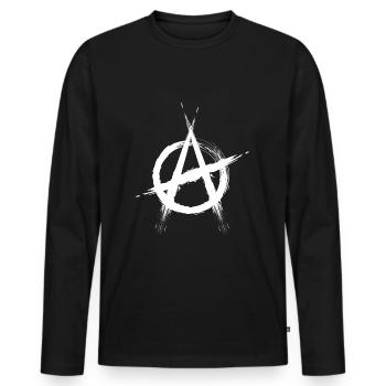 Anarchie symbole blanc - T-shirt manches longues Premium bio Homme - noir - Devant - Nico (187cm)