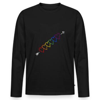 Pfeil Regenbogen LGBT - Männer Premium Bio Langarmshirt - Schwarz - Vorne - Nico (187cm)