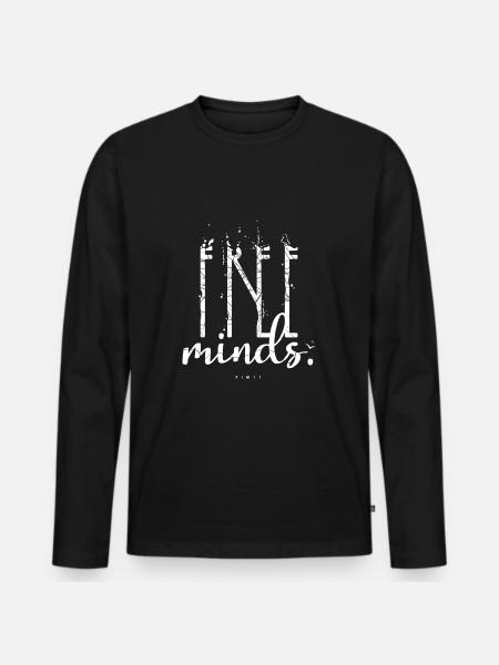 FREE MINDS - WHITE - Men's Premium Organic Long Sleeve Shirt - black