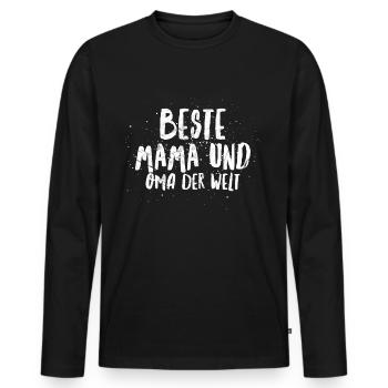 Beste Mama und Oma der Welt - Männer Premium Bio Langarmshirt - Schwarz - Vorne - Nico (187cm)