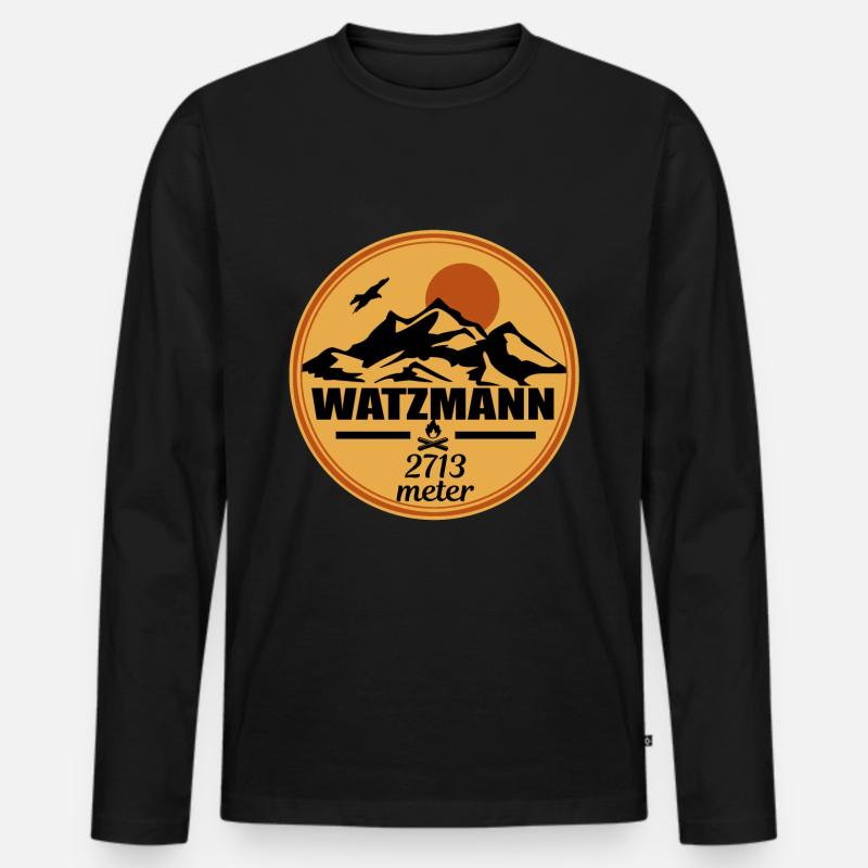 Watzmann - Männer Premium Bio Langarmshirt - Schwarz