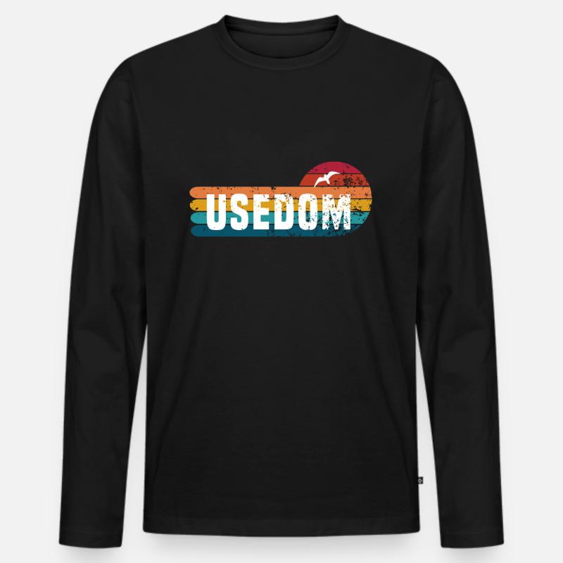 Usedom - Männer Premium Bio Langarmshirt - Schwarz