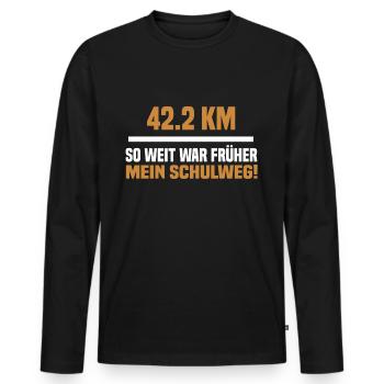 Marathon Schulweg - Männer Premium Bio Langarmshirt - Schwarz - Vorne - Nico (187cm)