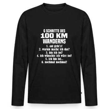 6 schritte 100km lustiger Spruch - Männer Premium Bio Langarmshirt - Schwarz - Vorne - Nico (187cm)