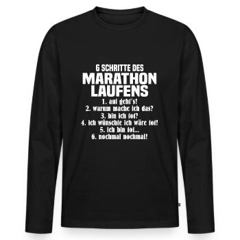 6 schritte marathon Lauf lustiger Spruch - Männer Premium Bio Langarmshirt - Schwarz - Vorne - Nico (187cm)