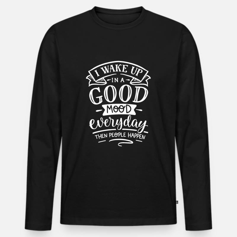 Antisocial - Gut gelaunt - neg - Männer Premium Bio Langarmshirt - Schwarz