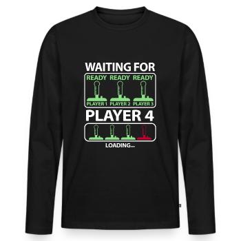 Schwangerschaft verkünden Baby 4 Kind viertes - Männer Premium Bio Langarmshirt - Schwarz - Vorne - Nico (187cm)