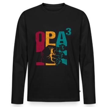 Opa hoch 3 werdender dreifacher drei Enkel - Männer Premium Bio Langarmshirt - Schwarz - Vorne - Nico (187cm)