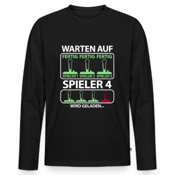 Schwangerschaft verkünden Baby 4 Kind viertes - Männer Premium Bio Langarmshirt - Schwarz - Vorne - Nico (187cm)