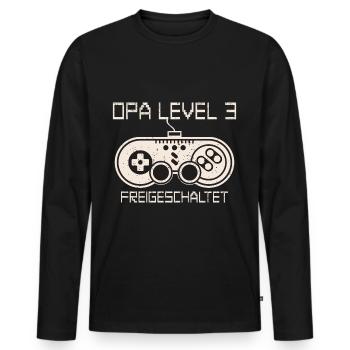 Opa hoch 3 werdender dreifacher drei Enkel - Männer Premium Bio Langarmshirt - Schwarz - Vorne - Nico (187cm)