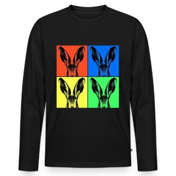 Easter Rabbit Pop Art at Easter for Easter - Men's Premium Organic Long Sleeve Shirt - black - Front - Nico (187cm)