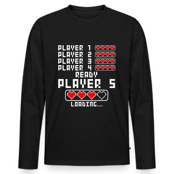 Schwangerschaft verkünden Baby 5 Kind fünf fünftes - Männer Premium Bio Langarmshirt - Schwarz - Vorne - Nico (187cm)
