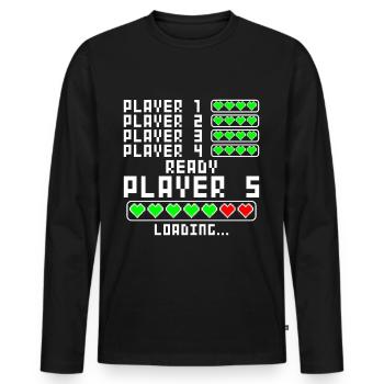Schwangerschaft verkünden Baby 5 Kind fünf fünftes - Männer Premium Bio Langarmshirt - Schwarz - Vorne - Nico (187cm)