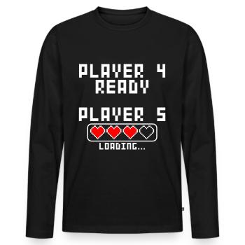 Schwangerschaft verkünden Baby 5 Kind fünf fünftes - Männer Premium Bio Langarmshirt - Schwarz - Vorne - Nico (187cm)