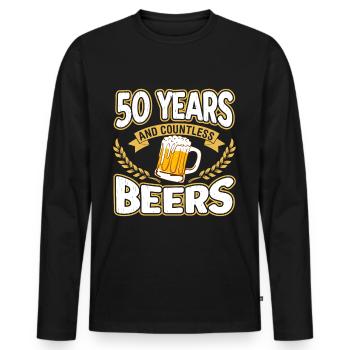 50 years of beer - Men's Premium Organic Long Sleeve Shirt - black - Front - Nico (187cm)