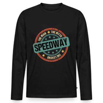 Speedway Motorrad Motorbike Dad Vintage Lustig - Männer Premium Bio Langarmshirt - Schwarz - Vorne - Nico (187cm)