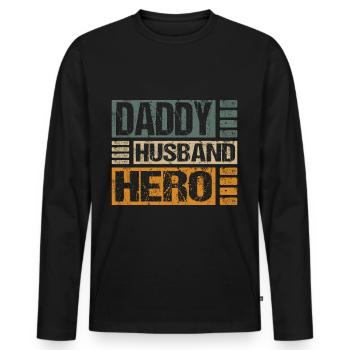 Mari Papa Héros - T-shirt manches longues Premium bio Homme - noir - Devant - Nico (187cm)