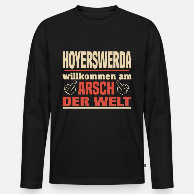 Arsch der Welt Hoyerswerda - Männer Premium Bio Langarmshirt - Schwarz