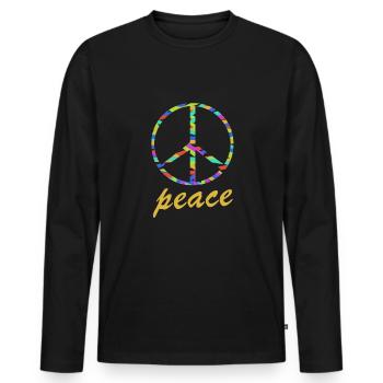 frieden peace - Männer Premium Bio Langarmshirt - Schwarz - Vorne - Nico (187cm)