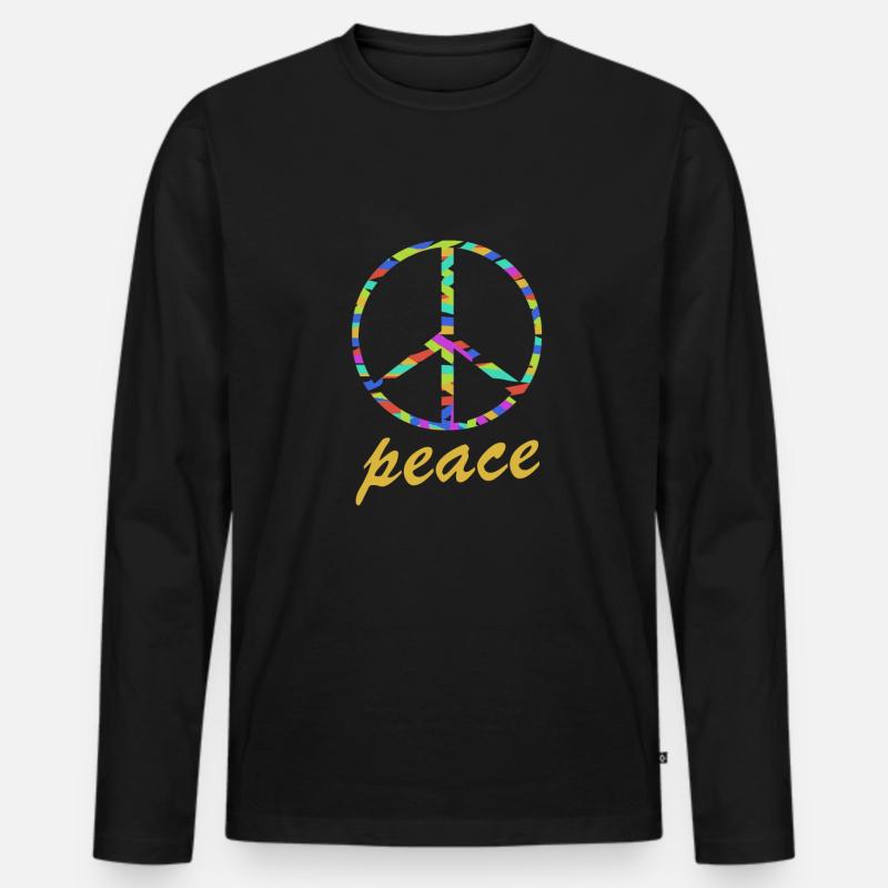 frieden peace - Männer Premium Bio Langarmshirt - Schwarz