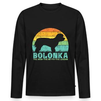 Bolonka Zwetna Chien Papa Papa Vintage Style Rétro - T-shirt manches longues Premium bio Homme - noir - Devant - Nico (187cm)