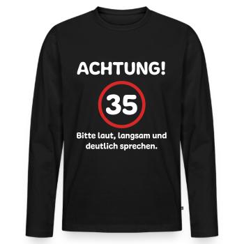 35 .Geburtstag - Männer Premium Bio Langarmshirt - Schwarz - Vorne - Nico (187cm)