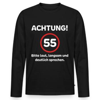 55. Geburtstag - Männer Premium Bio Langarmshirt - Schwarz - Vorne - Nico (187cm)