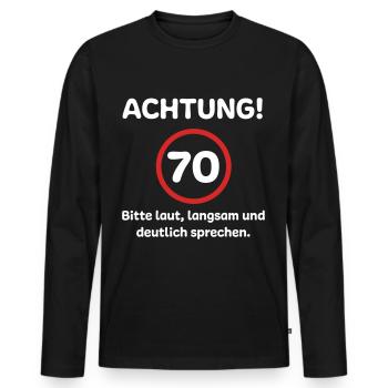 70. Geburtstag Geschenkidee - Männer Premium Bio Langarmshirt - Schwarz - Vorne - Nico (187cm)