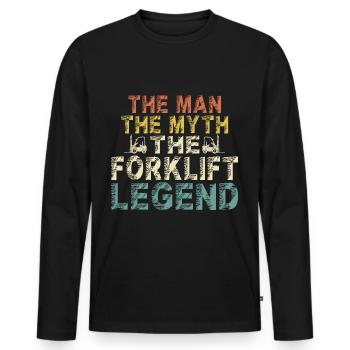 Staplerfahrer Dad Lustige Sprüche Legend Vintage - Männer Premium Bio Langarmshirt - Schwarz - Vorne - Nico (187cm)