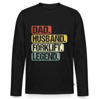 Staplerfahrer Papa Dad Lustige Sprüche Legend - Männer Premium Bio Langarmshirt - Schwarz - Vorne - Nico (187cm)