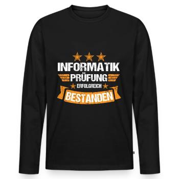 Informatik Studium Prüfung Abschluss bestanden - Männer Premium Bio Langarmshirt - Schwarz - Vorne - Nico (187cm)