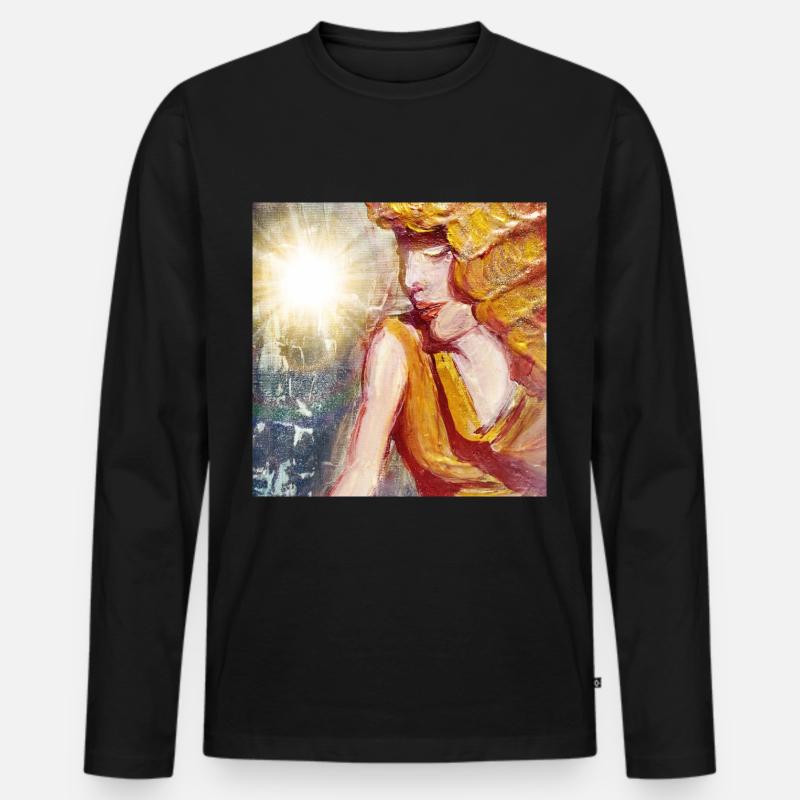 Frau in der Sonne - Männer Premium Bio Langarmshirt - Schwarz