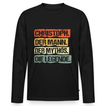 Christoph der mann der mytho die legende - Männer Premium Bio Langarmshirt - Schwarz - Vorne - Nico (187cm)