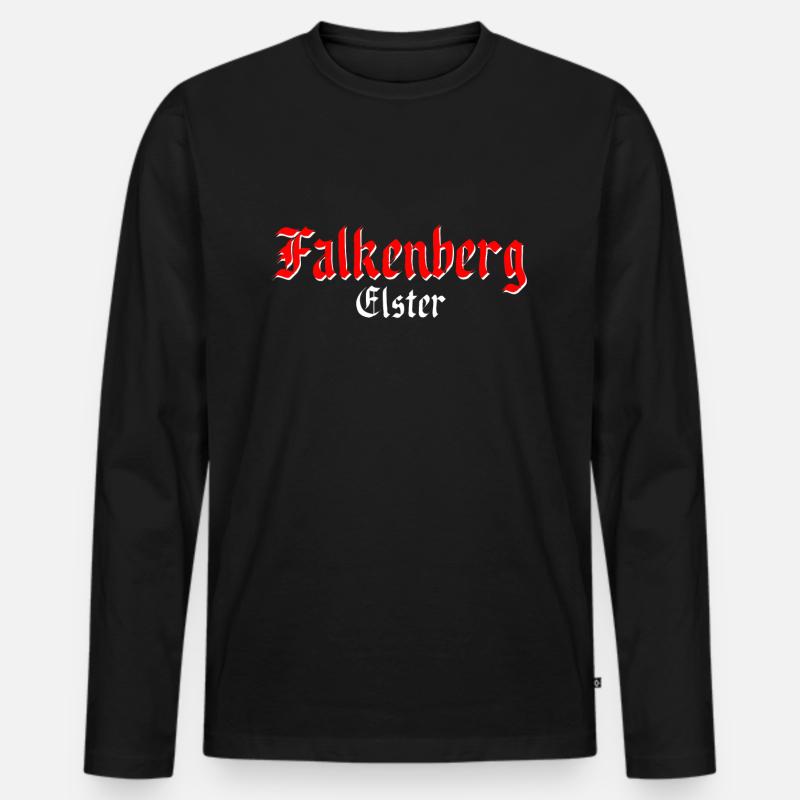 Falkenberg Elster - Männer Premium Bio Langarmshirt - Schwarz
