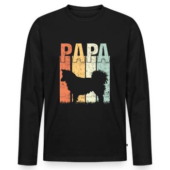 Chien islandais Spitz islandais Papa Papa - T-shirt manches longues Premium bio Homme - noir - Devant - Nico (187cm)