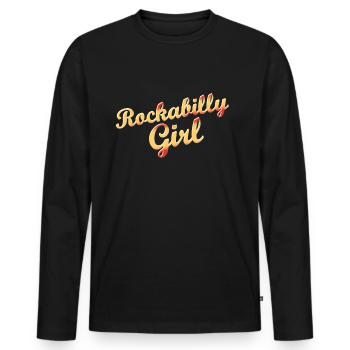 rockabilly girl - Men's Premium Organic Long Sleeve Shirt - black - Front - Nico (187cm)