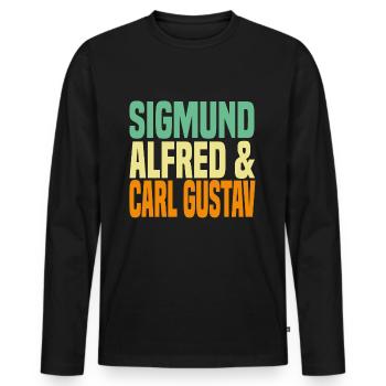 Sigmund Alfred Carl Gustav Psychanalyse - T-shirt manches longues Premium bio Homme - noir - Devant - Nico (187cm)