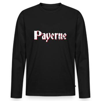 Payerne - T-shirt manches longues Premium bio Homme - noir - Devant - Nico (187cm)