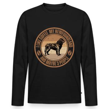 Café rétro-chien de Terre-Neuve - T-shirt manches longues Premium bio Homme - noir - Devant - Nico (187cm)