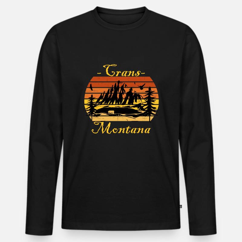 Crans Montana - Männer Premium Bio Langarmshirt - Schwarz