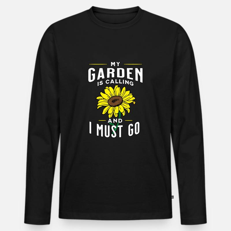 my garden is calling - Männer Premium Bio Langarmshirt - Schwarz
