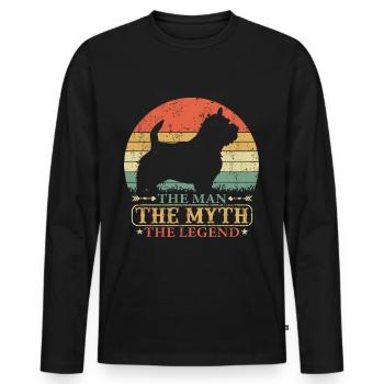 Norwich Terrier Dog Dad Papa Vintage Retro - Men's Premium Organic Long Sleeve Shirt - black - Front - Nico (187cm)