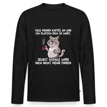 Katze Lustige Sprüche Kaffee Büro Morgenmuffel - Männer Premium Bio Langarmshirt - Schwarz - Vorne - Nico (187cm)