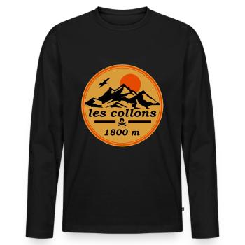 les collons - T-shirt manches longues Premium bio Homme - noir - Devant - Nico (187cm)