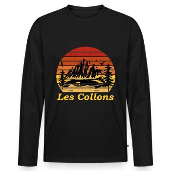 les collons - T-shirt manches longues Premium bio Homme - noir - Devant - Nico (187cm)