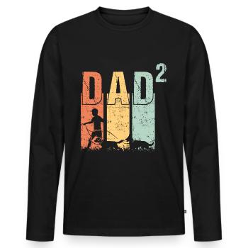 Dog Dad Dad Dad Father with 2 two dog dogs - Men's Premium Organic Long Sleeve Shirt - black - Front - Nico (187cm)