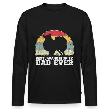Japon Japonais Japonais Spitz Chien Papa Papa - T-shirt manches longues Premium bio Homme - noir - Devant - Nico (187cm)