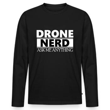 nerd drone me demander n’importe quoi - T-shirt manches longues Premium bio Homme - noir - Devant - Nico (187cm)
