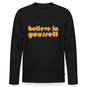 beliefe in yourself - Men's Premium Organic Long Sleeve Shirt - black - Front - Nico (187cm)